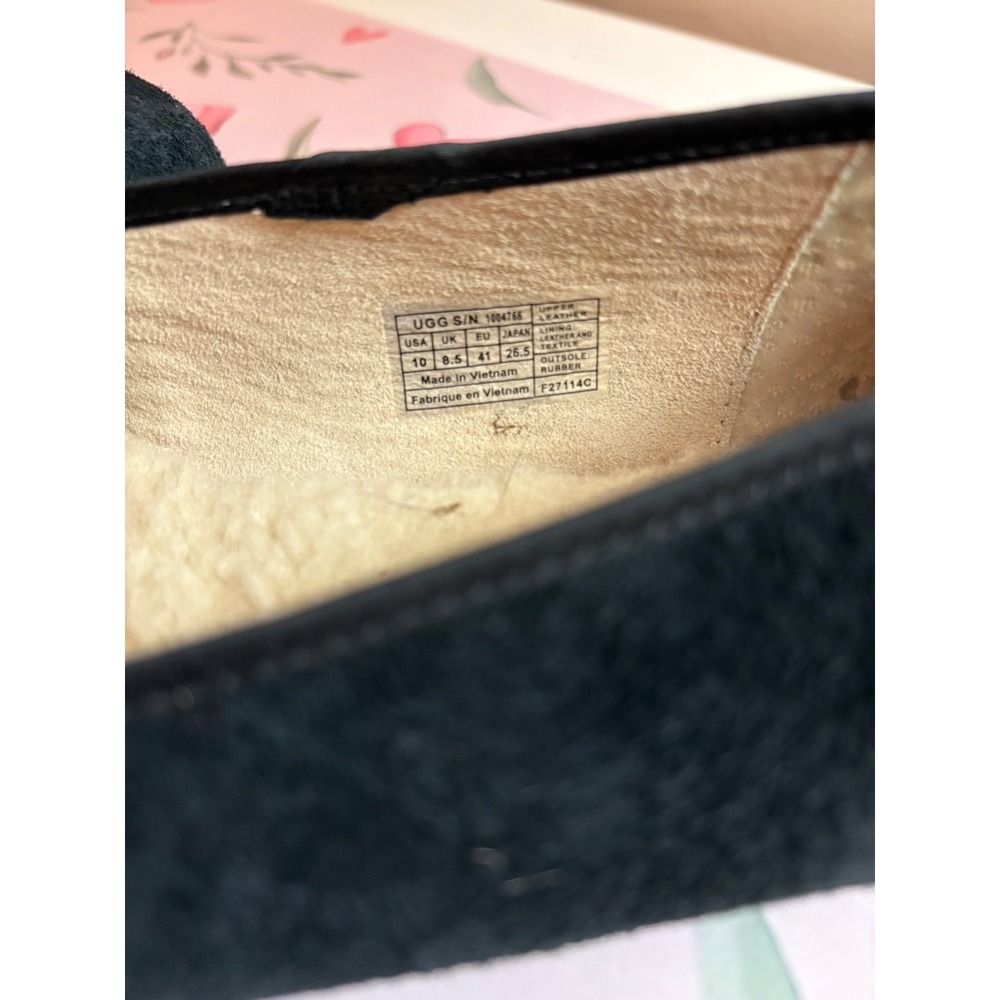 UGG Australia Alloway Studded Bow Black Suede Shearling Ballet Flats 1004766 10 - Picture 4 of 7